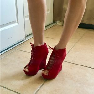 Charlotte Russe Peep Toe Platform Wedge Booties